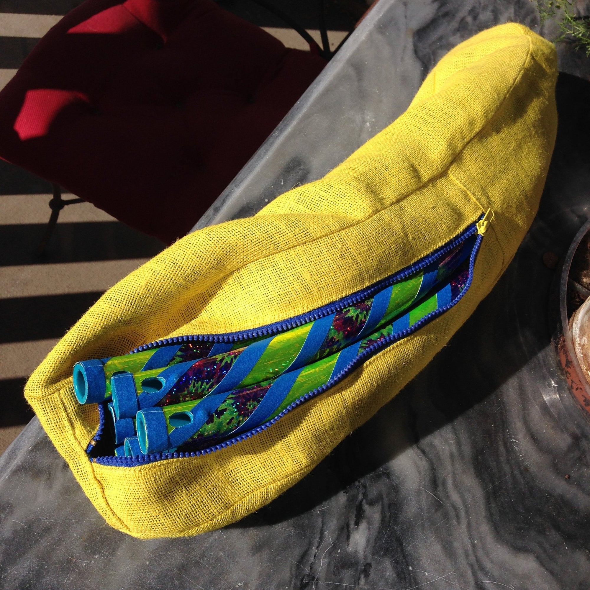 6pc Yellow Tie Dye in Custom Lined Burlap Bag