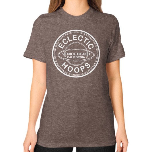 Unisex T-Shirt (on woman) Tri-Blend Coffee - EclecticHoops.com